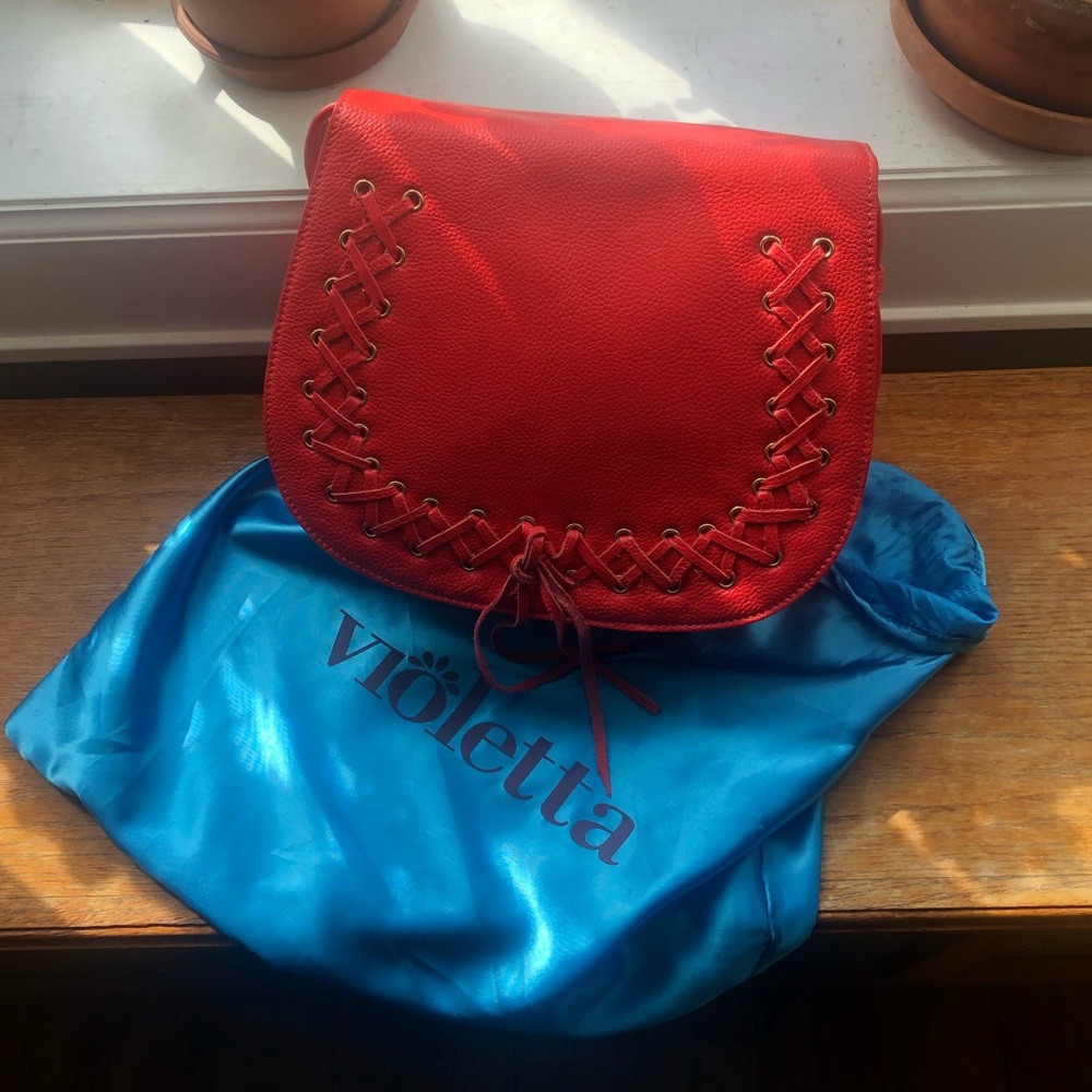 Brand New Coral Violetta Saddle Bag